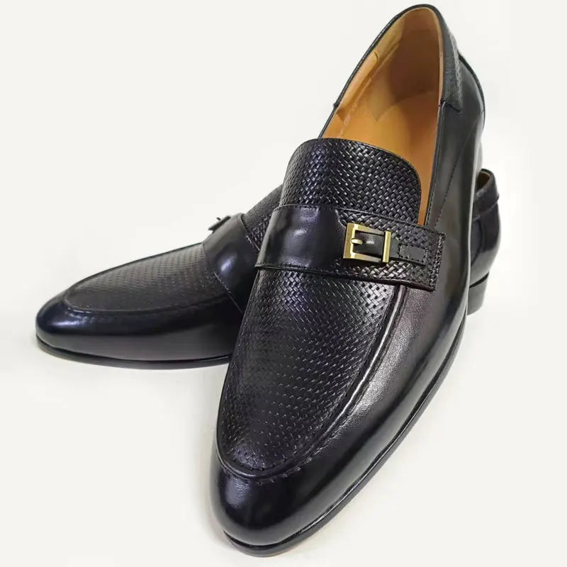 British Buckle Retro Formal Loafers Classic Slip-on Men's Shoes