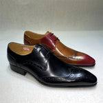 Load image into Gallery viewer, Genuine Leather Brogue Shoes Handmade Casual Oxfords Breathable Lace-Up Dress Shoes

