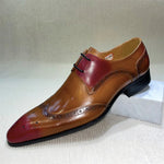 Load image into Gallery viewer, Genuine Leather Brogue Shoes Handmade Casual Oxfords Breathable Lace-Up Dress Shoes
