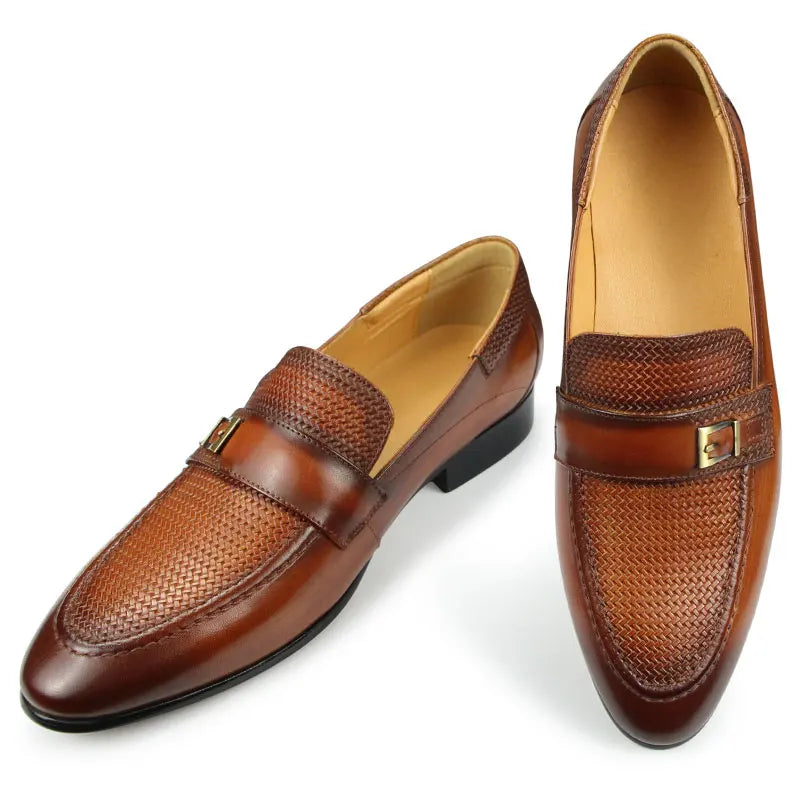 British Buckle Retro Formal Loafers Classic Slip-on Men's Shoes