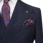 Load image into Gallery viewer, Cenne Des Graoom Double-Breasted Blue Black Stripe Men&#39;s Suits 2-Piece Set
