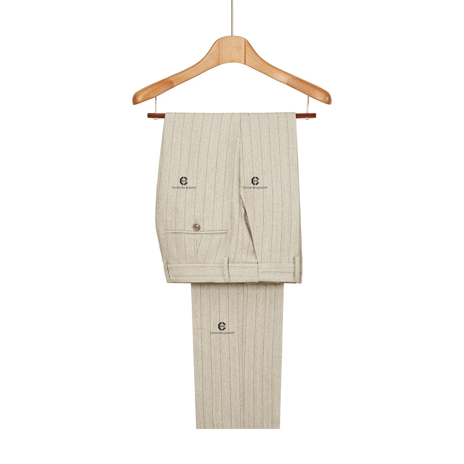 Cenne Des Graoom Double-Breasted Khaki Stripe Suits for Men