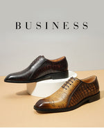 Cargar imagen en el visor de la galería, Crocodile Pattern Men&#39;s Dress Shoes Luxury Genuine Leather  Designer Quality Business Oxfords Shoes
