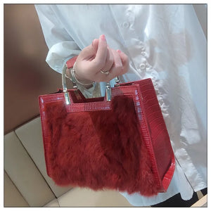 Women's Handbag Luxury Fashion Real Rabbit Hair Single Shoulder Bag
