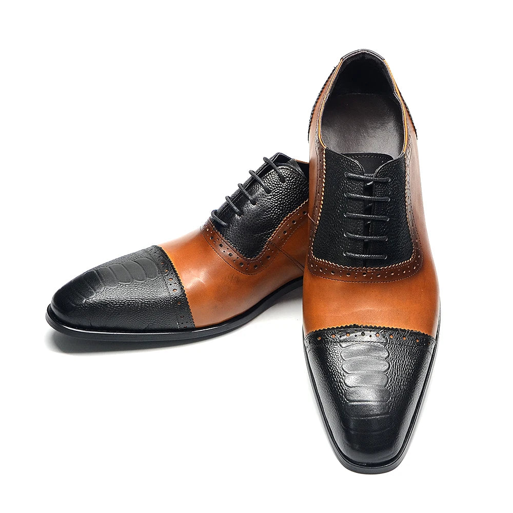 Luxury Men's Brogue Formal Round Toe Mixed-Colors Oxford Dress Shoes