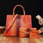 Load image into Gallery viewer, 3 Pcs Crocodile Pattern Handbag &amp; Purses Set
