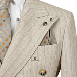 Load image into Gallery viewer, Cenne Des Graoom Double-Breasted Khaki Stripe Suits for Men

