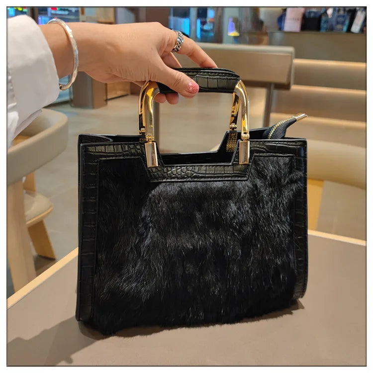 Women's Handbag Luxury Fashion Real Rabbit Hair Single Shoulder Bag