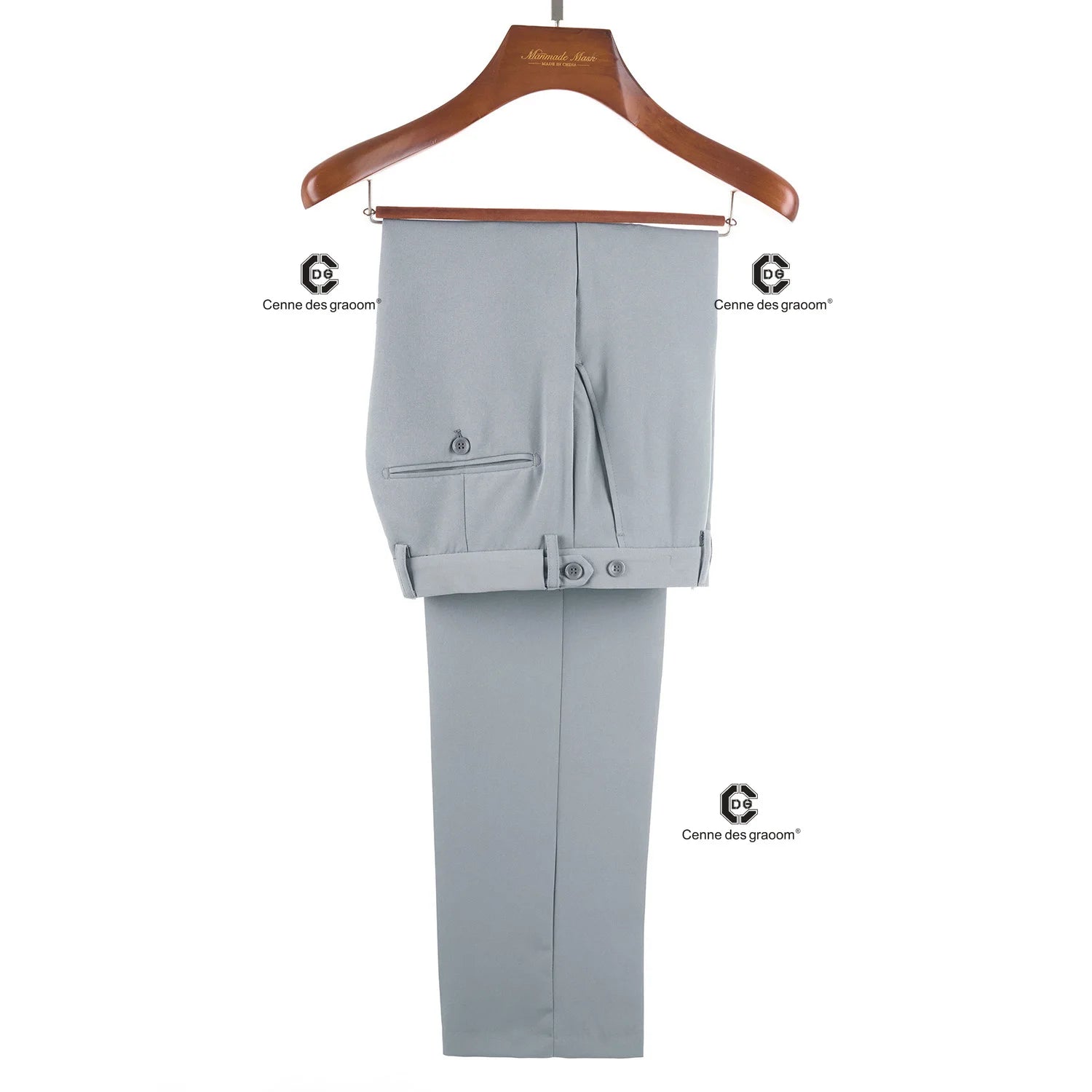Cenne Des Graoom Elegant Light Grey Men's Suits Metal Side Release Buckle 2-Piece Set High Quality