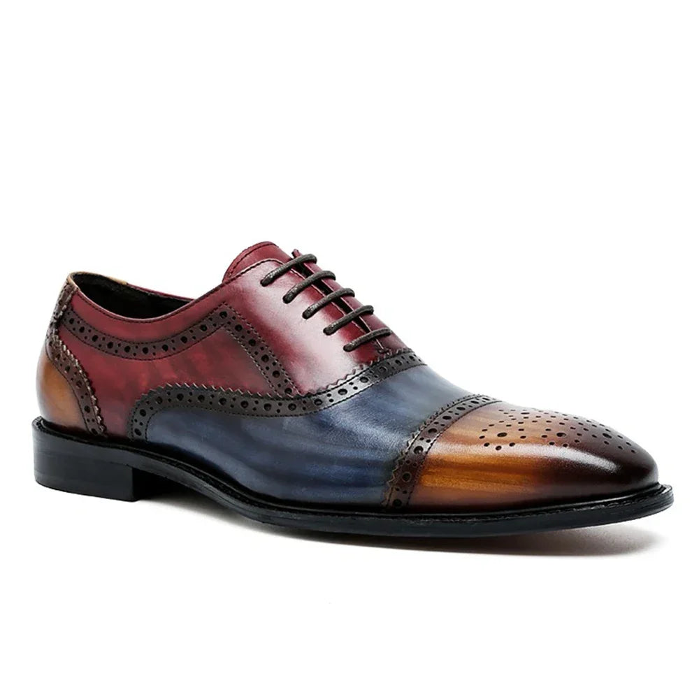 Genuine Leather Mens Formal Oxford Cap Toe Lace-Up Shoes for Men