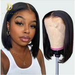 Load image into Gallery viewer, Short Brazilian Bone Straight Cheap Human Hair Wigs For Black Women Black Wig T Part Lace Bob Human Hair Wig Pre Plucked
