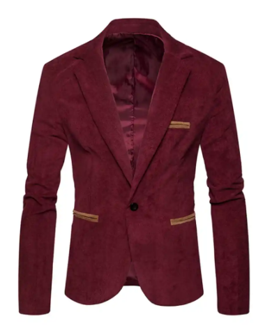 HGM  Men's Suit Jackets Solid Slim Fit Single Button Dress Suits Men Fashion Casual Corduroy Blazer Men