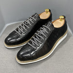 Cargar imagen en el visor de la galería, European-style casual shoes Real Cow Leather Fashion Designer Luxury Crocodile Print Street Flat Shoes for Men
