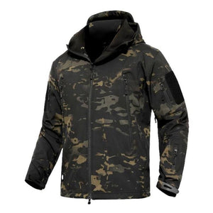 Men Military Camouflage Fleece Tactical Jacket Outdoor Shark Skin Soft Shell Waterproof Windbreaker Hooded Coat Hunt Clothes