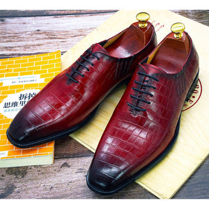 Handmade men's Oxford shoes Genuine Leather Crocodile Print Classic Business Formal Shoes for Men