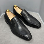 Load image into Gallery viewer, Classic Men&#39;s Penny Loafers Genuine Cow Leather Handmade Slip on Italian Style Office Formal Shoes
