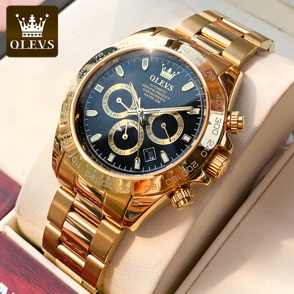 OLEVS Top Brand Men Automatic Mechanical Watch Deep Waterproof Stainless Steel Strap Scratchproof automatic Wristwatch