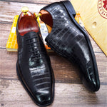 Load image into Gallery viewer, Handmade men&#39;s Oxford shoes Genuine Leather Crocodile Print Classic Business Formal Shoes for Men
