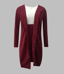 Two-piece Suit Women Skirt Dress Suit Stitching  Slim Longsleeved Mini Dress Formal Wear Business Work Banquet Suit With a Skirt