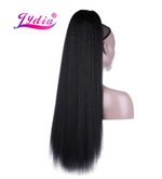 Load image into Gallery viewer, Lydia Tail Warping Synthetic 16&quot; Kinky Straight Hairpiece With Two Plastic Comb Drawstring Ponytail Hair Extension Natural Black
