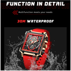 Men Watches Top Brand Luxury Waterproof Quartz Square Watch For Men Date Sport Hollow Clock
