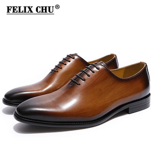 Real calf leather whole-cut Oxfords Classic Soft Handmade Office Business Formal Shoes for Men