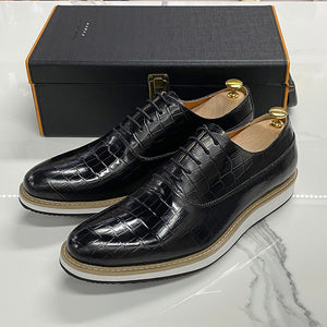 Classic Genuine Cow Leather Casual Shoes Lace-Up Plain Toe Flat Oxford Shoe for Men Handmade Leather Original Sneaker