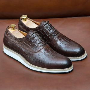 Classic Genuine Cow Leather Casual Shoes Lace-Up Plain Toe Flat Oxford Shoe for Men Handmade Leather Original Sneaker