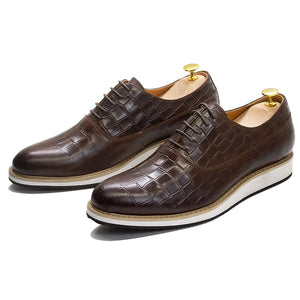 Classic Genuine Cow Leather Casual Shoes Lace-Up Plain Toe Flat Oxford Shoe for Men Handmade Leather Original Sneaker