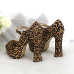 Load image into Gallery viewer, Leopard print Shoes and Bag Set Crystal Women Party Dress Open Toe High Thin Heel Platform Luxury Rhinestones
