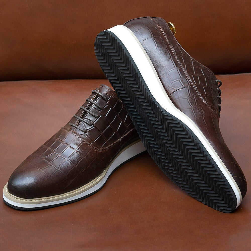 Classic Genuine Cow Leather Casual Shoes Lace-Up Plain Toe Flat Oxford Shoe for Men Handmade Leather Original Sneaker