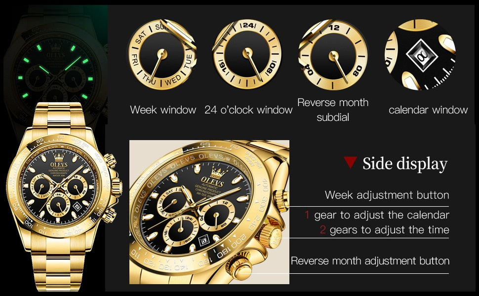 OLEVS Top Brand Men Automatic Mechanical Watch Deep Waterproof Stainless Steel Strap Scratchproof Men Automatic Wristwatch