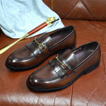 Cargar imagen en el visor de la galería, Italian Luxury Men&#39;s Shoes Metal Buttons Handmade Comfort Social Shoe
