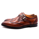 Cargar imagen en el visor de la galería, Men&#39;s Genuine Leather Italian Wingtip Oxfords Monk Strap Buckle Brogue Business Wedding Formal Shoes
