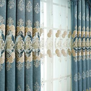 European Style Curtain Shading Embroidery Light Luxury Atmosphere Finished Product Curtains for Living Dining Room Bedroom