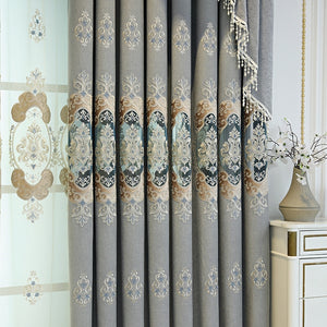 European Style Curtain Shading Embroidery Light Luxury Atmosphere Finished Product Curtains for Living Dining Room Bedroom