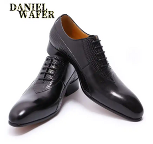 Luxury Men Oxford Shoes Dress Shoes Leather Hand-polished Pointed Toe Lace up Wedding Office Formal Shoes