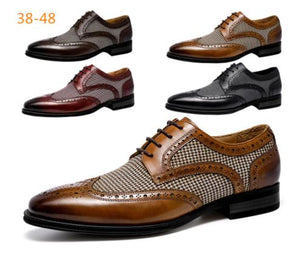 Men's Dress Shoes Leather Ventilation Lace-Up Fashion Bullock Men Shoes Formal Business Casual shoes