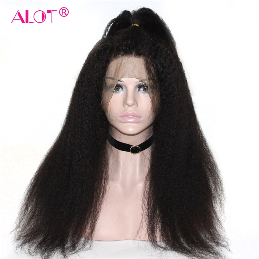 HGM Lace Wig Pre Plucked With Baby Hair Brazilian Remy Kinky Straight Human Hair Wigs Glueless 13x1 Lace Part Wigs 180%