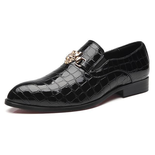 Luxury Crocodile Grain Men Shoes Slip-on Flat Oxfords Shoes Men Casual Fashion Pointed Toe Dress Shoes Business Wedding Shoes
