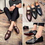 Load image into Gallery viewer, Luxury Crocodile Grain Men Shoes Slip-on Flat Oxfords Shoes Men Casual Fashion Pointed Toe Dress Shoes Business Wedding Shoes
