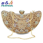 Load image into Gallery viewer, Luxury Clutches Moon Sequined Hollow Out Crystal Lady Shoulder Phone Wallet Case Wedding Shoes Matching Bag Evening Handbags

