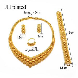 HGM Gold color jewelry sets African bridal wedding gifts party for women Bracelet Necklace earrings ring set collares