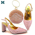 Load image into Gallery viewer, New Silver Color Italian design Women Shoes and Bag Set African Matching Shoes and Bag for Royal Party
