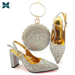 Load image into Gallery viewer, New Silver Color Italian design Women Shoes and Bag Set African Matching Shoes and Bag for Royal Party
