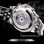 Cargar imagen en el visor de la galería, Classic Tourbillon Men Mechanical Watch White Automatic Calendar Big Dial Stainless Steel Band Military Pilot Wristwatch
