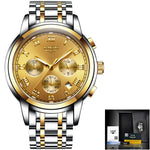 Load image into Gallery viewer, LIGE Mens Watches Top Brand Luxury Fashion Quartz Gold Watch Men&#39;s Business Stainless Steel Waterproof Clock Relogio Masculino
