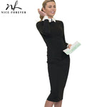 Load image into Gallery viewer, Women Autumn Turn-down Collar Fit Work Dress Vintage Elegant Business office Pencil bodycon Midi Dress
