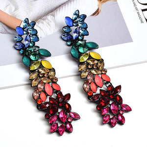 HGM Colorful Crystals Long Drop Earrings For Women Fine Jewelry Accessories