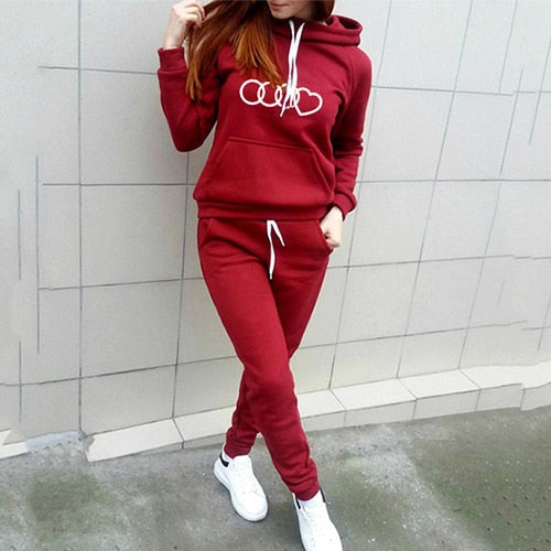 Women Two Piece Set Tracksuit Top+Pant Suits Hoodie Pullover Sweatshirt With Pockets